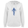 Thumbnail image for  ENZA Womens White V Notch Raw Edge Fleece Hoodie