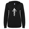 Thumbnail image for  ENZA Womens Black V Notch Raw Edge Fleece Hoodie