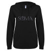 Thumbnail image for  ENZA Womens Black V Notch Raw Edge Fleece Hoodie