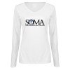 Thumbnail image for  Womens White Long Sleeve V Neck Tee