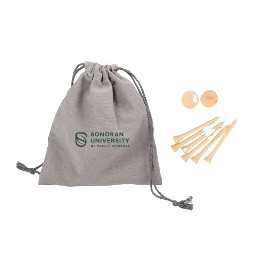  Bamboo Golf Tee Set w/ Grey Recycled Pouch - Sonoran Logo