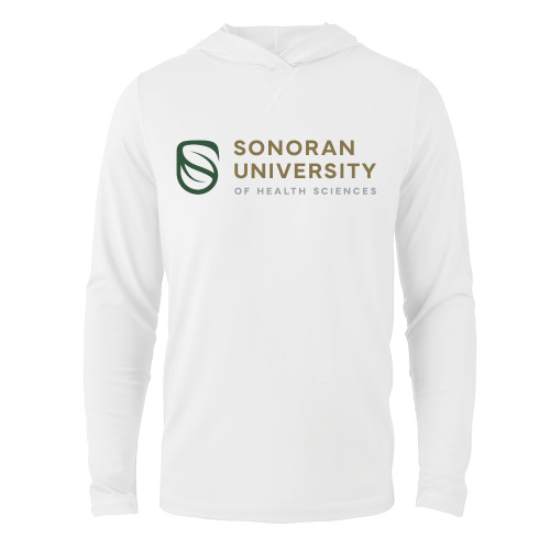  White Long Sleeve Hooded Tee - Sonoran Logo