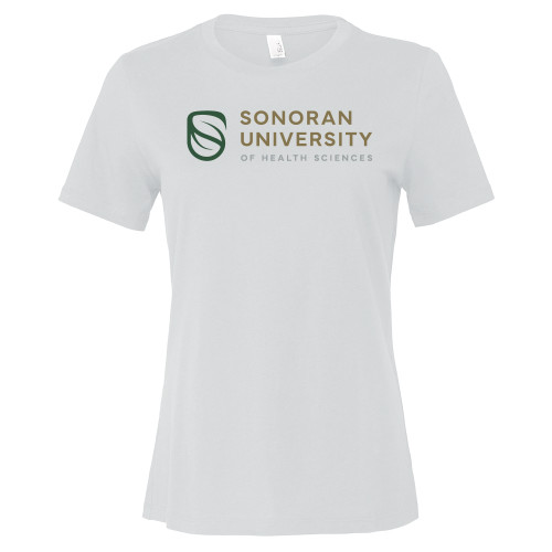 Bella + Canvas Womens White Relaxed Cotton T Shirt - Sonoran Logo