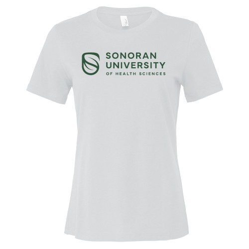  Bella + Canvas Womens White Relaxed Cotton T Shirt - Sonoran Logo