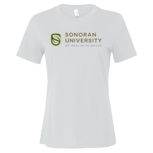  Bella + Canvas Womens White Relaxed Cotton T Shirt - Sonoran Logo