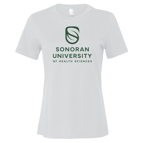  Bella + Canvas Womens White Relaxed Cotton T Shirt - Sonoran Logo Centered