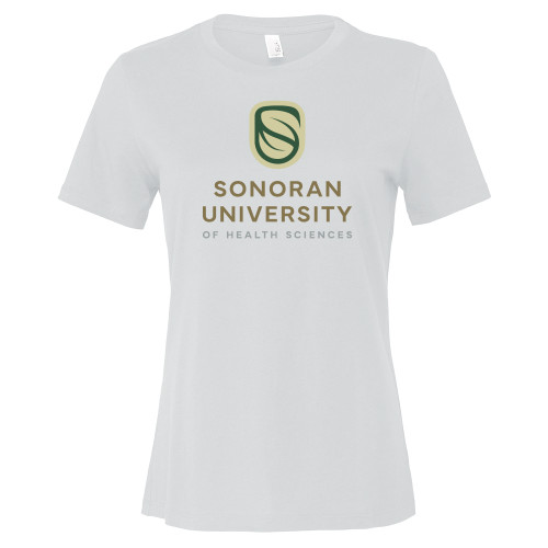  Bella + Canvas Womens White Relaxed Cotton T Shirt - Sonoran Logo Centered