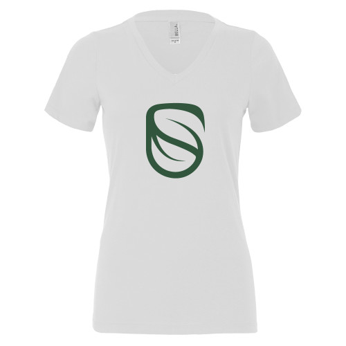  Bella + Canvas Womens White V Neck Cotton T Shirt - Icon