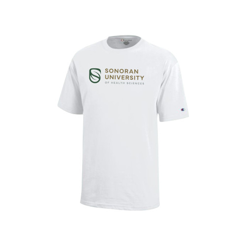  Champion Youth White Short Sleeve Tee - Sonoran Logo