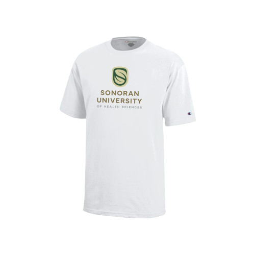  Champion Youth White Short Sleeve Tee - Sonoran Logo Centered