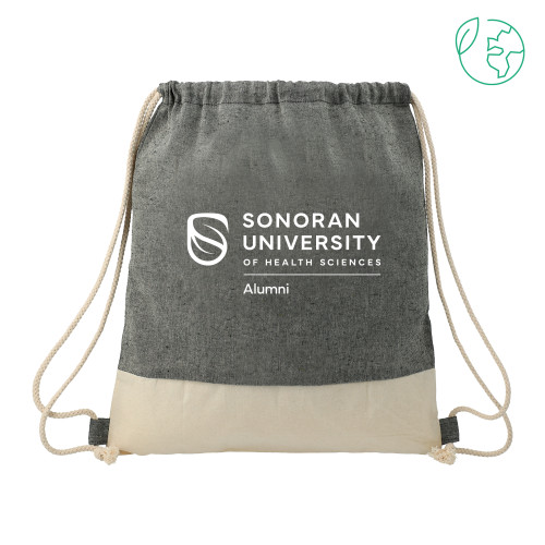  Split Recycled Cotton Natural/Black Drawstring Bag - Alumni