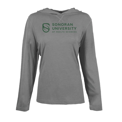  Womens Grey Heather Long Sleeve Hooded Tee - Sonoran Logo