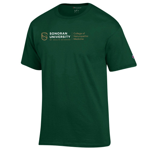  Champion Dark Green T Shirt - College of Naturopathic Medicine Horizontal