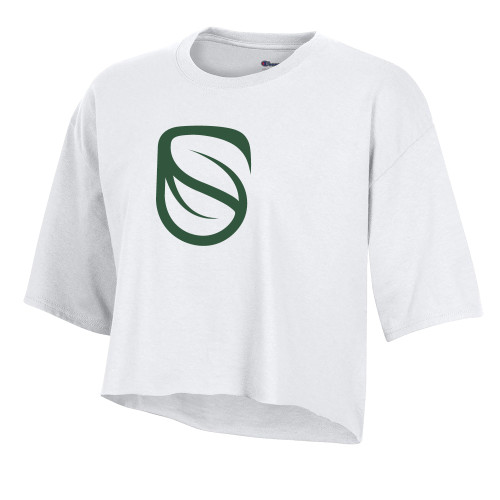  Champion Womens White Crop Tee - Icon