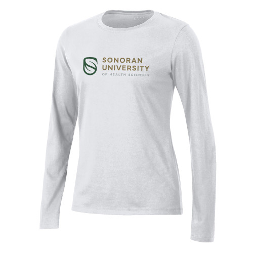  Gear Womens White Long Sleeve Tee - Sonoran Logo
