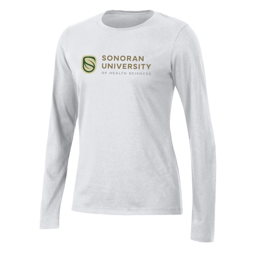  Gear Womens White Long Sleeve Tee - Sonoran Logo