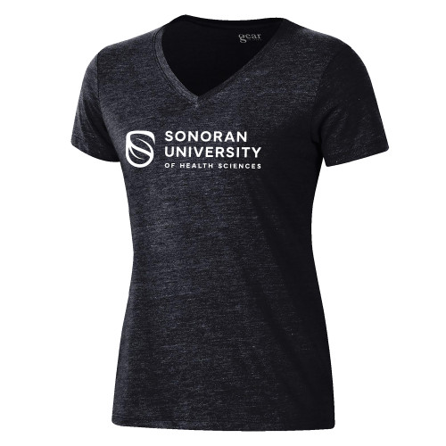  Gear Womens Black Triblend VNeck Tee - Sonoran Logo