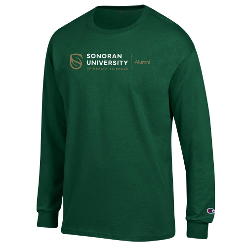  Champion Dark Green Long Sleeve T Shirt - Alumni Horizontal