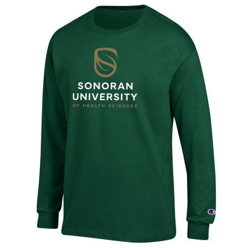  Champion Dark Green Long Sleeve T Shirt - Sonoran Logo Centered