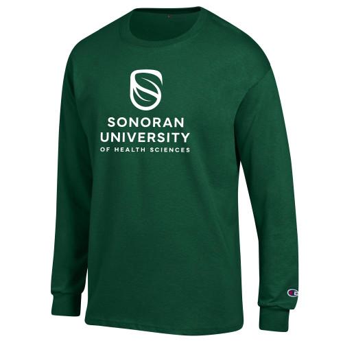  Champion Dark Green Long Sleeve T Shirt - Sonoran Logo Centered