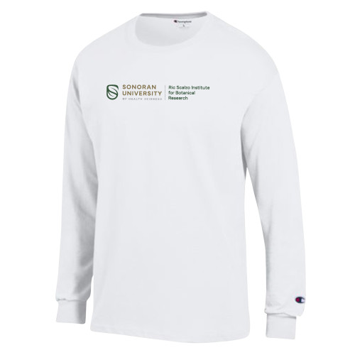  Champion White Long Sleeve T Shirt - Rio Scalzo Institute for Botanical Research Horizontal