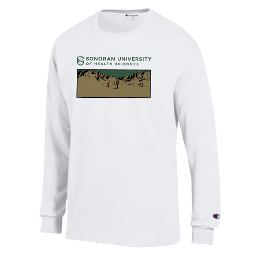  Champion White Long Sleeve T Shirt - Sonoran Desert Framed