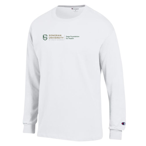  Champion White Long Sleeve T Shirt - Sonoran Sage Foundation Horizontal