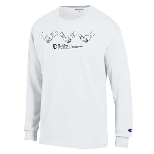  Champion White Long Sleeve T Shirt - Sonoran University Sage Foundation for Health Hands