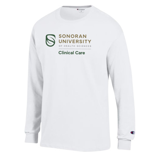  Champion White Long Sleeve T Shirt - Clinical Care
