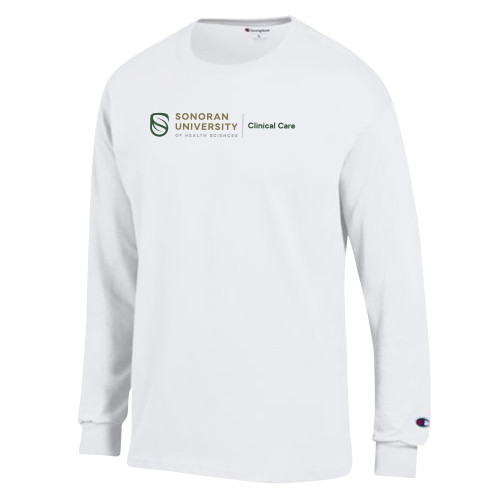  Champion White Long Sleeve T Shirt - Clinical Care Horizontal