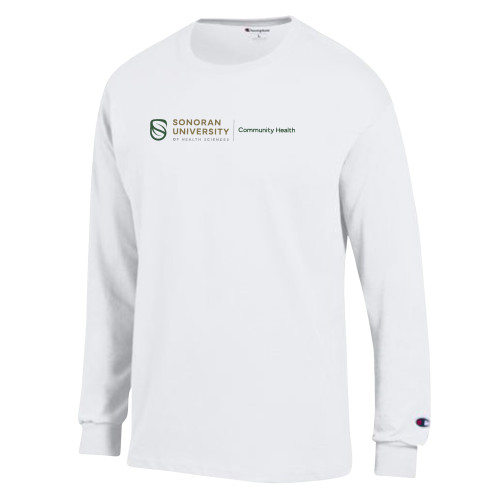  Champion White Long Sleeve T Shirt - Community Health Horizontal