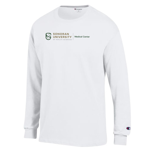  Champion White Long Sleeve T Shirt - Medical Center Horizontal