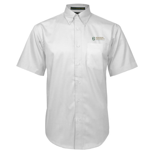  White Twill Button Down Short Sleeve - Sonoran Logo
