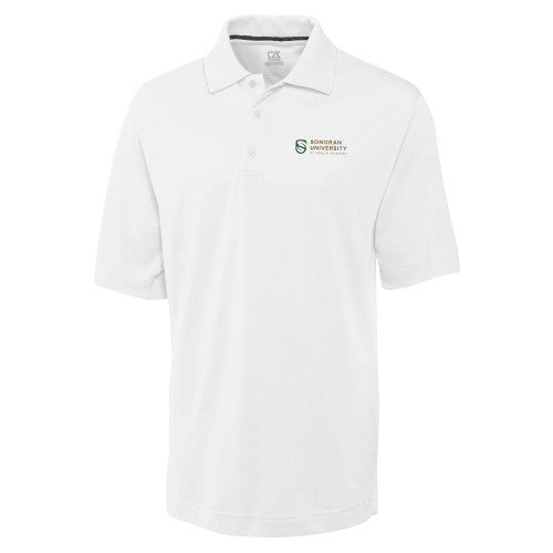  C&B White Advantage TriBlend Pique Polo - Sonoran Logo