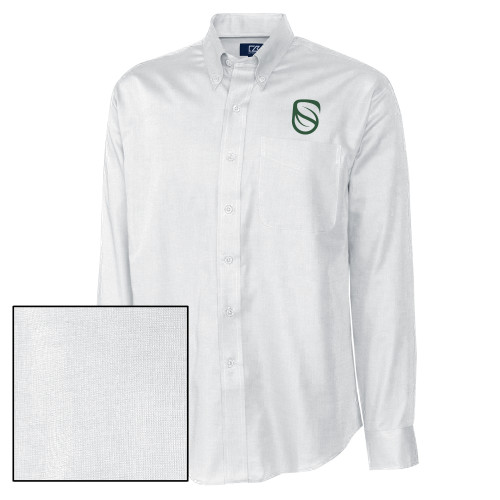  Cutter & Buck Nailshead Long Sleeve Button Down White - Icon