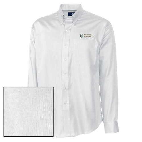  Cutter & Buck Nailshead Long Sleeve Button Down White - Sonoran Logo