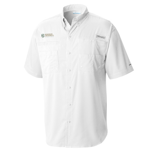  Columbia White Tamiami Performance Short Sleeve Shirt - Sonoran Logo