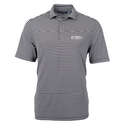  C&B Black Virtue Eco Pique Stripe Polo - Sonoran Logo