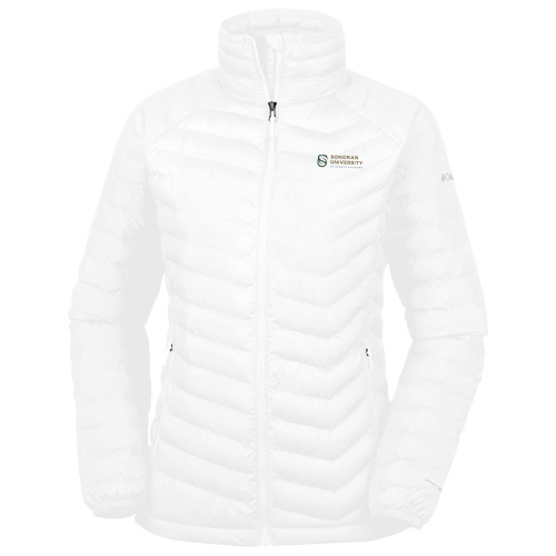  Columbia Womens White Powder Lite Jacket - Sonoran Logo