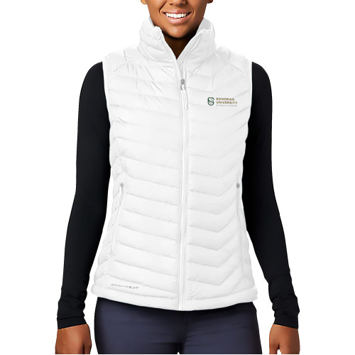  Columbia Womens White Powder Lite Vest - Sonoran Logo