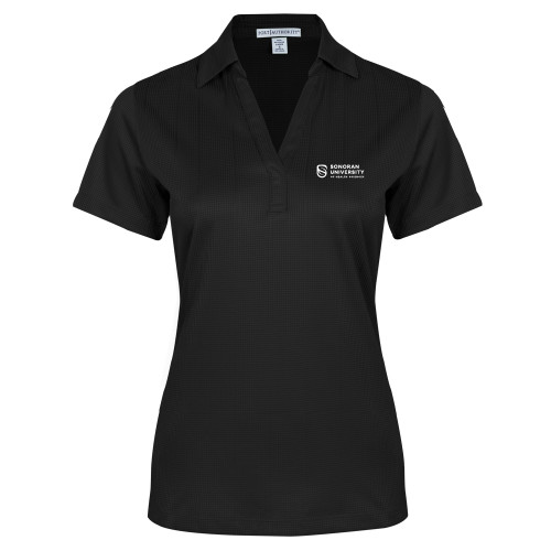 Womens Black Performance Fine Jacquard Polo - Sonoran Logo