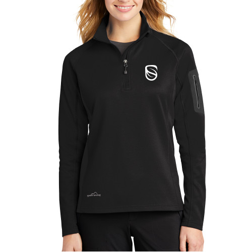  Eddie Bauer Womens Black 1/2 Zip Performance Fleece - Icon