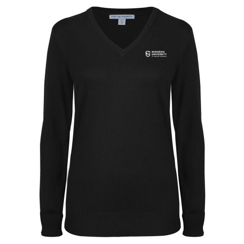  Womens Black VNeck Sweater - Sonoran Logo