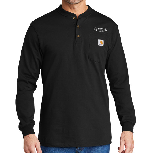  Carhartt Black Long Sleeve Henley Shirt - Sonoran Logo