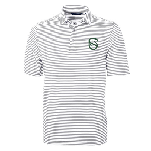  C&B Grey Virtue Eco Pique Stripe Polo - Icon