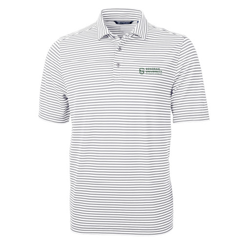  C&B Grey Virtue Eco Pique Stripe Polo - Sonoran Logo