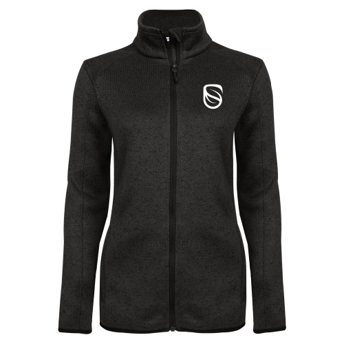  Womens Black Heather Fleece Jacket - Icon