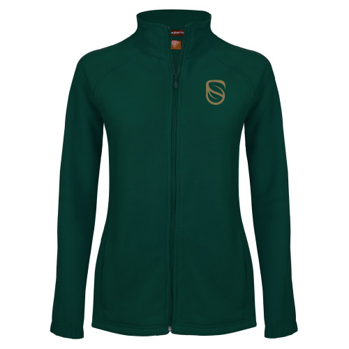  Womens Dark Green Fleece Full Zip Jacket - Icon