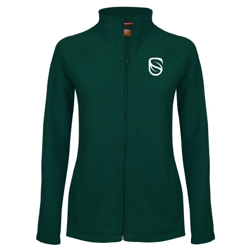  Womens Dark Green Fleece Full Zip Jacket - Icon