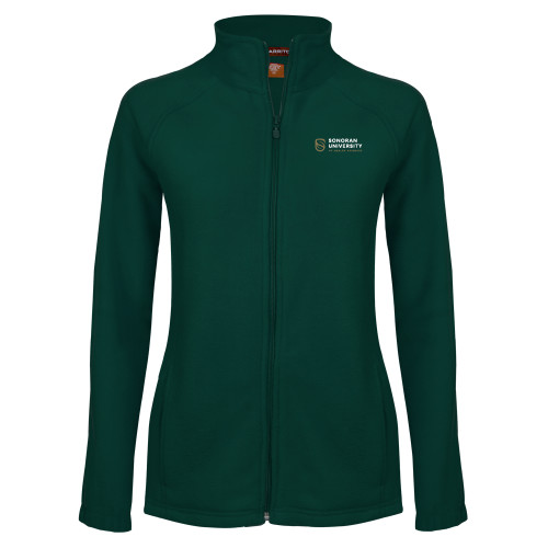  Womens Dark Green Fleece Full Zip Jacket - Sonoran Logo